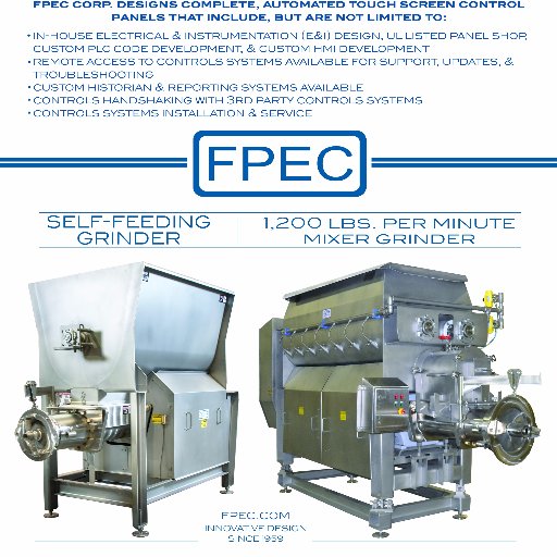 For over 55 years FPEC Corp has been the leading manufacturer of Food Processing Equipment servicing the meat, poultry, fish and pet food industries.