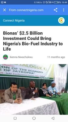 BIONASNIGERIA's profile picture. Bionas Is a biofuel production company that brings solution to climate change with the use of jatropha curcas plant.