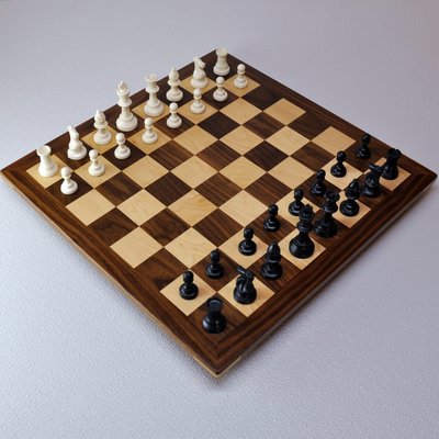 Walnut and Maple Chess Board with Cherry Wood Border 2 inch squares