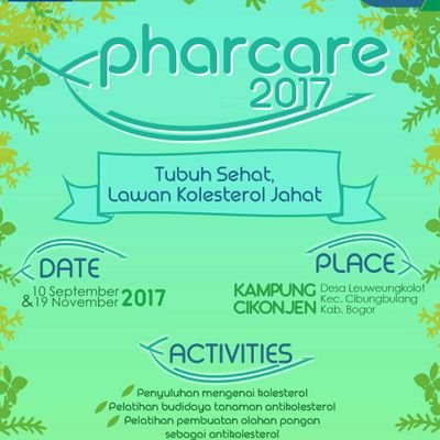 PharCare merupakan program kerja Departemen Pengabdian Masyarakat BEM FFUI yang dilaksanakan setiap tahun dengan tema pada tahun 2017 ini adalah KOLESTROL JAHAT