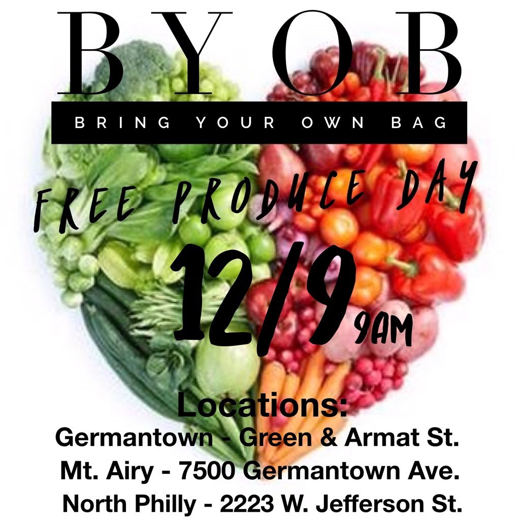 byobfreeproduce's profile picture. The next FREE Produce Day in Philadelphia is Sat., Dec 9th @ 9am. Check out our locations! Interested in volunteering? email us: byobphilly@gmail.com 💚