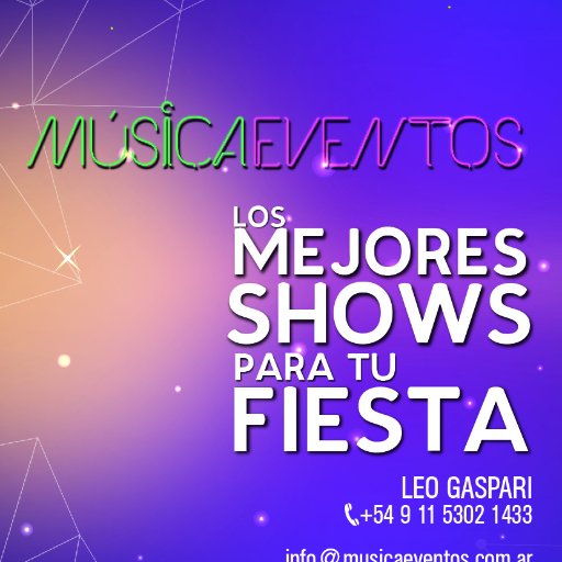 Shows musicales para fiestas y eventos
Bandas de Covers, Bandas de Cumbia y mucho más!