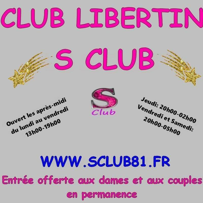 club libertin  ouvert tous les après midi de 13H30 à 18H30 du lundi au vendredi et ouvert en soirée le jeudi de 20H à 02H et le vendredi et samedi de 20H à 05H