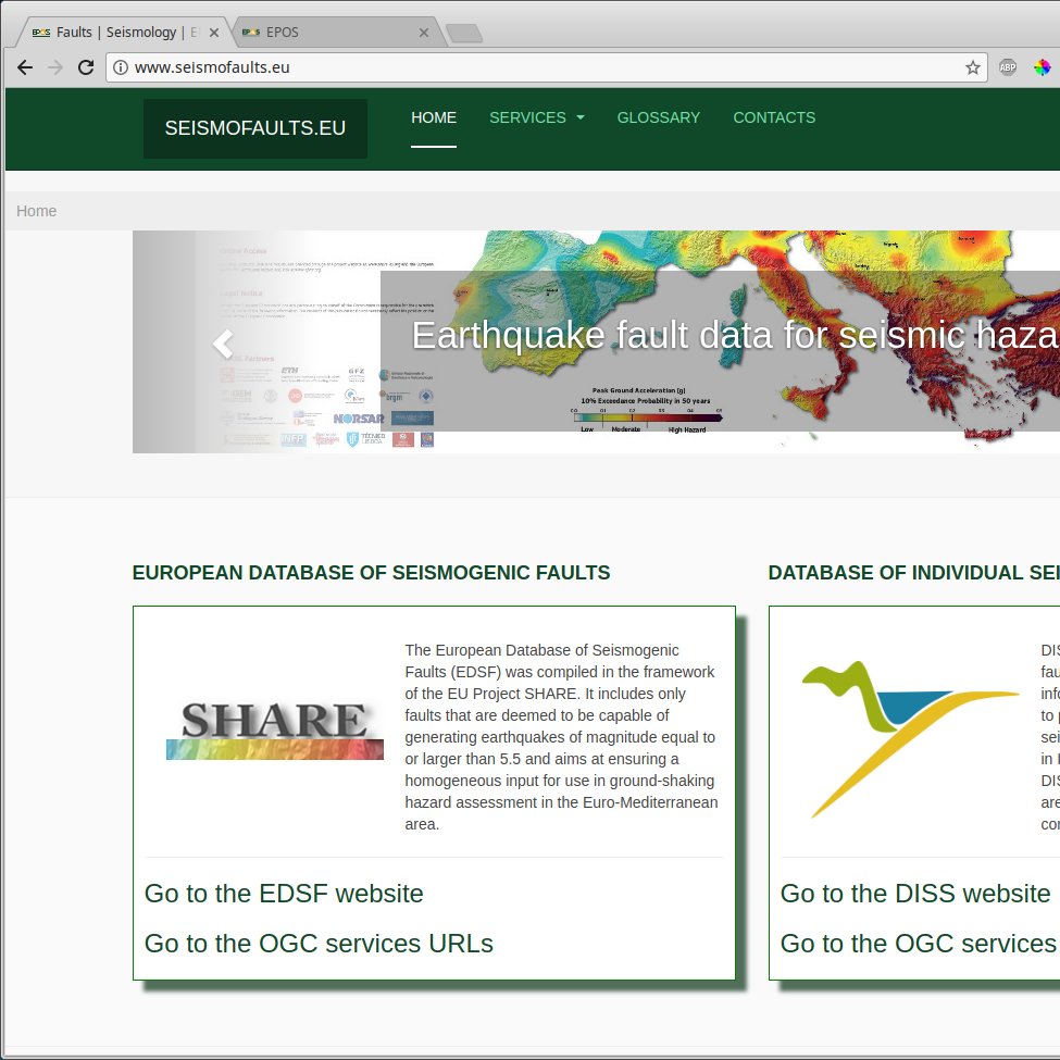 Web portal of seismogenic faults data repositories, data and metadata publication, in the framework of @EPOSeu