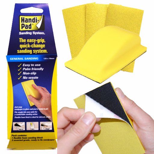 Handi-Pad is a revolutionary new abrasive solution which takes the stress and stain out of hand sanding. UK manufactured looking for distributors worldwide.