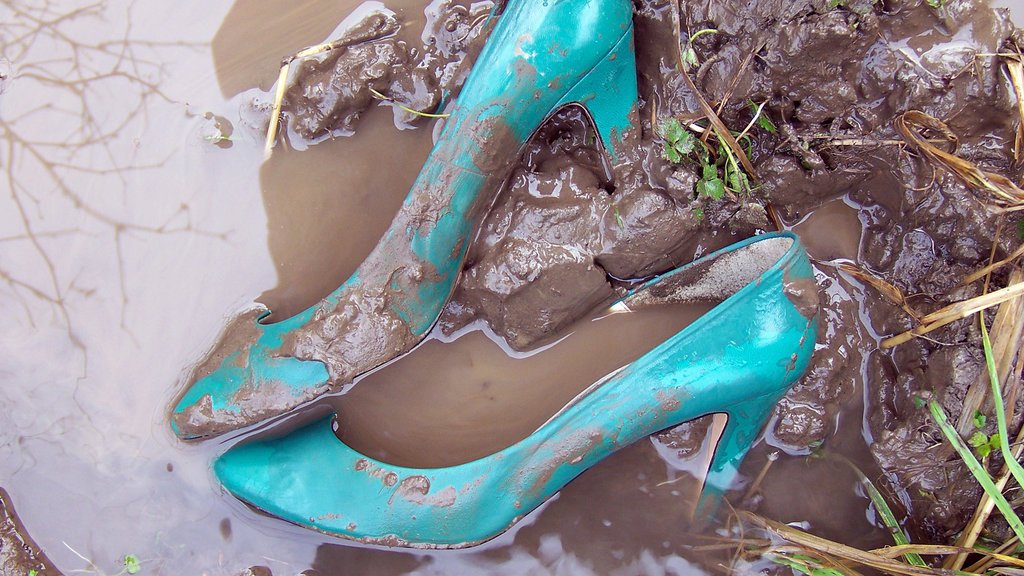 I love high heels, thigh high boots and latex. And i love high heels in mud.