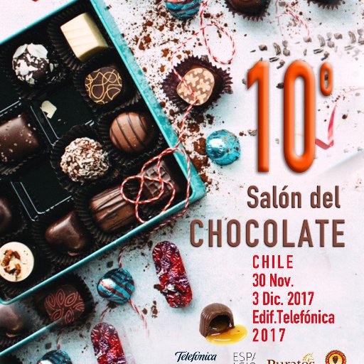 10° Salón del Chocolate de Santiago. 30 de Noviembre al 3 de Diciembre en Edificio Fundación Telefónica. Desde 11:00 a 19:30 hrs. Evento gratuito! 🍫🇨🇱