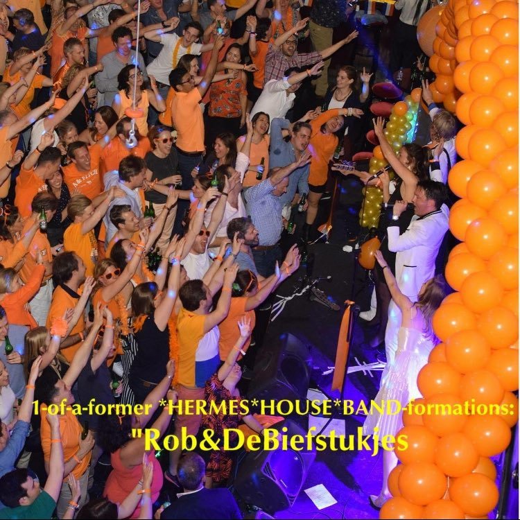 1 of a Former HERMESHOUSEBAND-formations “ROB & DE BIEFSTUKJES” We make your night a good PARTY night! SPECIALISATION: EXPAT-PARTIES all over the world!