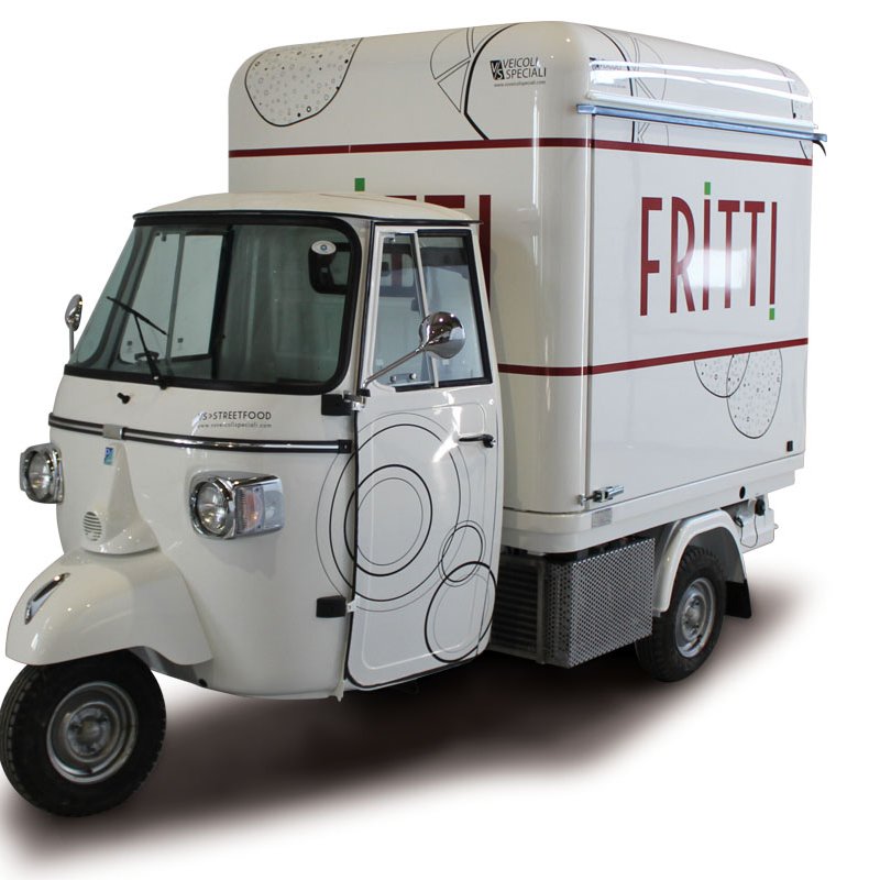 Converted Piaggio Ape van, bringing Italian street food to Glasgow