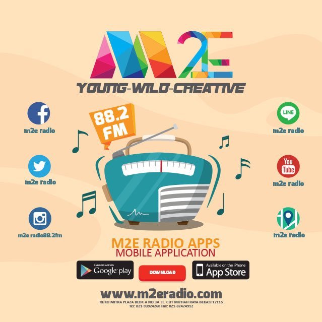 M2E (Mitra Muda Enterprise) Radio 88.2 fm is a place, a voice, and also a movement that is present in the midst of the hustle-bustle of the city of Bekasi.