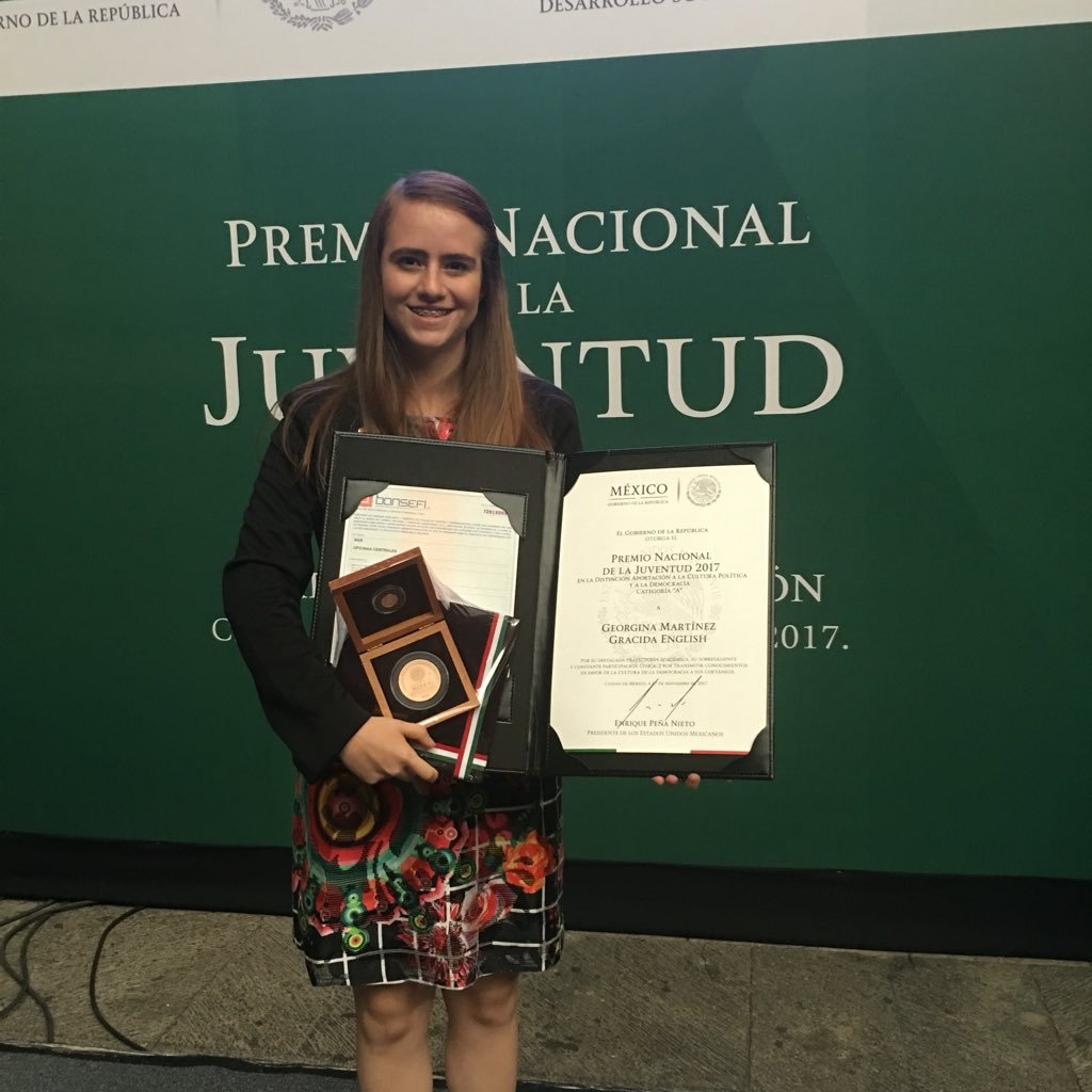 Legisladora Infantil del 9º Noveno Parlamento de las Niñas y Niños de Mexico. Campeona Nacional en Debate Político 2016!! Premio Nacional de la Juventud 2017!!