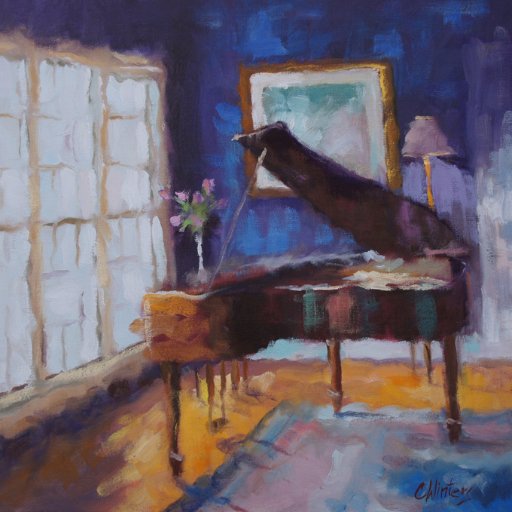 A vibrant impressionistic style painter, Connie has a unique sensitivity to color.She paints intimate interiors, sunny landscapes, and lively floral still lifes