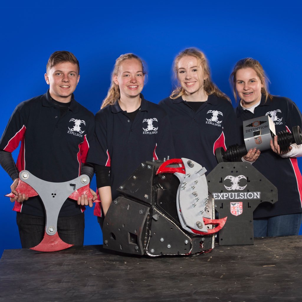 We are a BBC Robot Wars Team of young engineers and designers who build fighting robots at Brentwood School. We have two robots: Expulsion & Suspension.