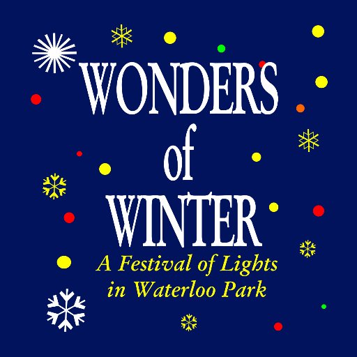 Over 120 colourful displays with 100,000 light bulbs light up Waterloo Park 5pm-10:30pm all December til 10:30pm New Year's Day.  #wondersofwinterwaterloo