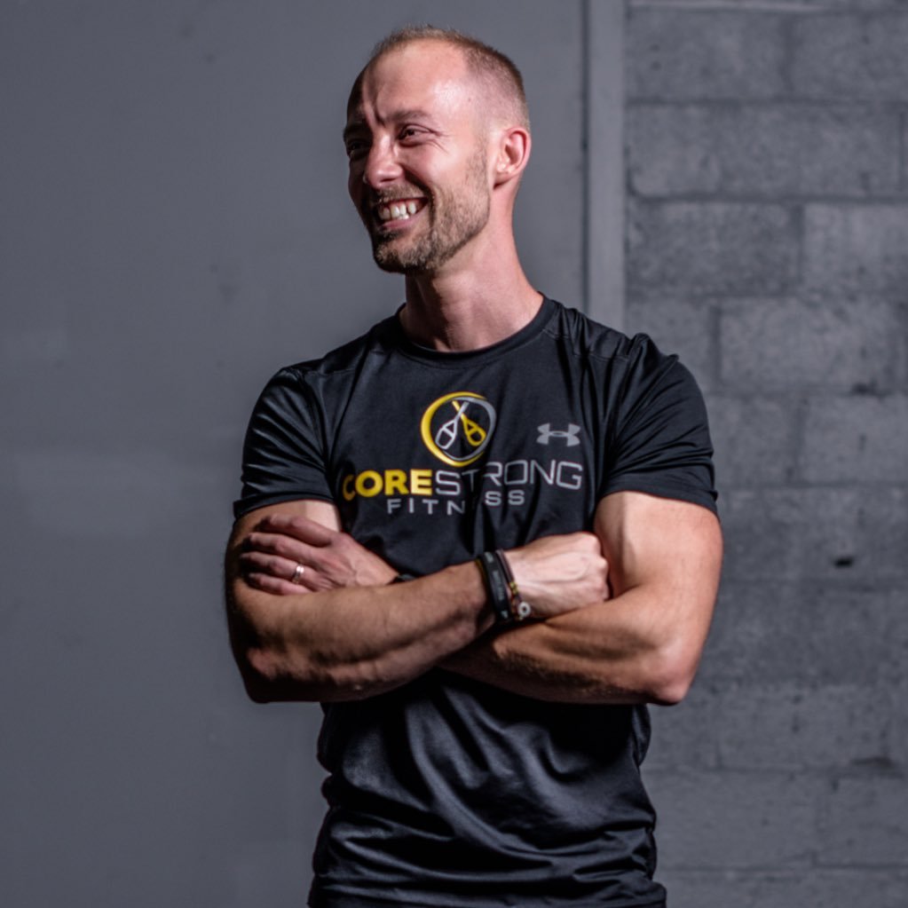 Owner of CORE Strong Fitness, NSCA CPT, Certified BLACK Rank TRX Coach, Theragun Master Trainer, ROCKtape Specialist, Lems Shoes Ambassador, PN 1, FMS 1
