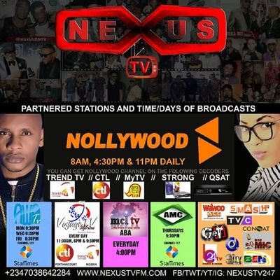 Entertainment tv station with numerous quality programs. Contact us: nexusstudiosng@gmail.com +2347038642284 +2348058250327