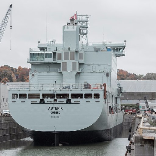 MV ASTERIX is a naval support ship leased to the Royal Canadian Navy. // Le NM ASTERIX est un navire de soutien militaire loué à la Marine royale canadienne.