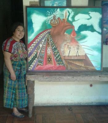 Artista al oleo, pintora de San Juan Comalapa