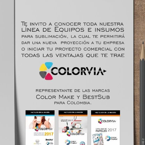 Colorvia SAS Distribuidor de Maquinas e Insumos para Sublimación. Abierto todos los días.
Tel: 803 3049
Wp. 301 400 8869
https://t.co/VAFCNrIYDS