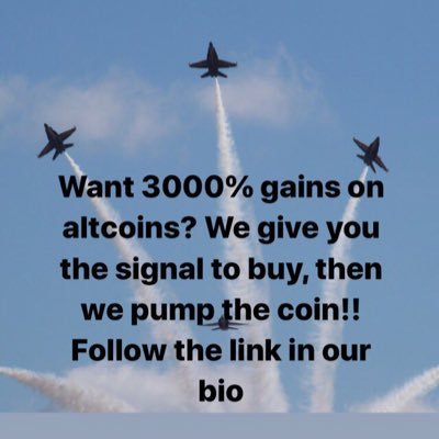 The most successful Altcoin Pumping Channel with proven success! We give you the signal, the we send the coin the the moon🚀https://t.co/UulyS2ceyY