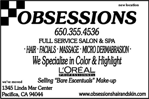 ObsessionsSpa's profile picture. The Peninsula's Premiere Hair Salon and Spa. Located at 1345 Linda Mar Center in Pacifica, CA. 650-355-4536