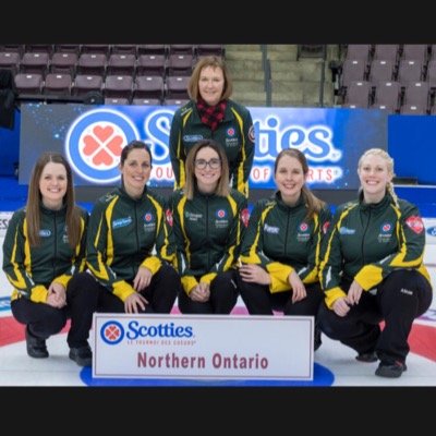 Curling team with Tracy Fleury, Jennifer Wylie, Jenna Walsh, Amanda Gates, Crystal Webster and coach Andrea Ronnebeck.