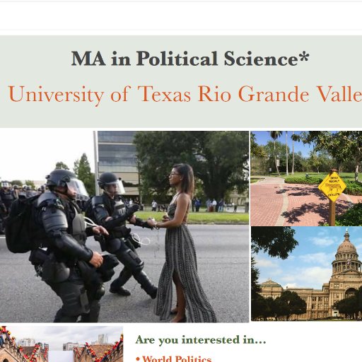 Official Twitter account of the Department of Political Science, at The University of Texas Rio Grande Valley. Come join our PolSci MA Program! F/L/RT ≠ endorse