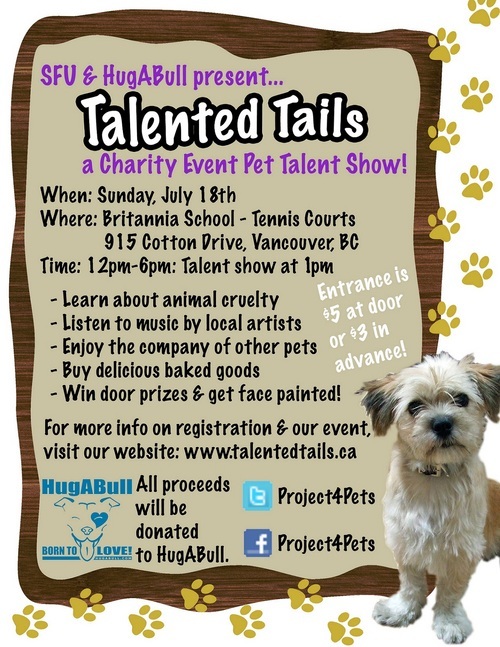 Project4Pets is a group of students from SFU, working together to make a difference in the community, raising awareness of current animal cruelty situation.