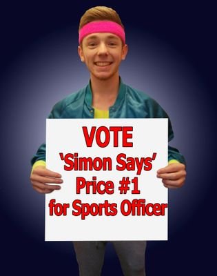 Running to be your 2018/19 Sports Officer! Vote 'Simon Says' Price #1 for Sports Officer!