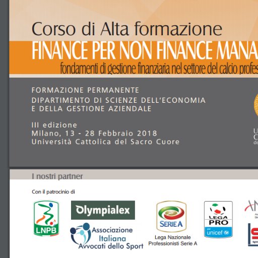 Corso di formazione executive @unicatt patrocinato dalla Lega Nazionale Professionisti B, dalla Lega Nazionale Professionisti Serie A e della Lega Pro.