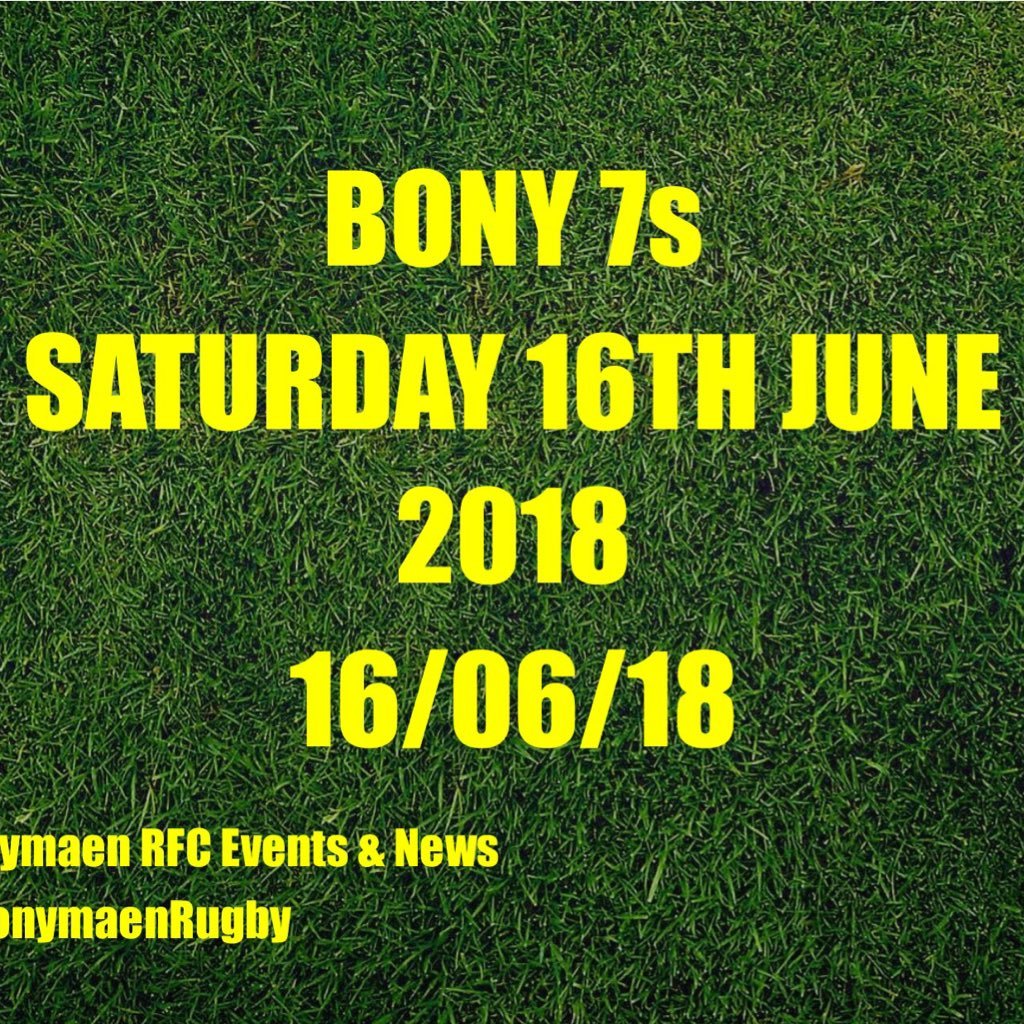 A post-season social 7s tournament at @BonymaenRugby. Est 2013. Holders - Fatty's Boys. £60 Entry, £200 bar tab for winners.