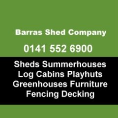 We deliver and build garden sheds, garden fencing, decking, log cabins, playhuts & summerhouses. Free Delivery/build up to 20 mile radius. 
Tel: 0141 552 6900