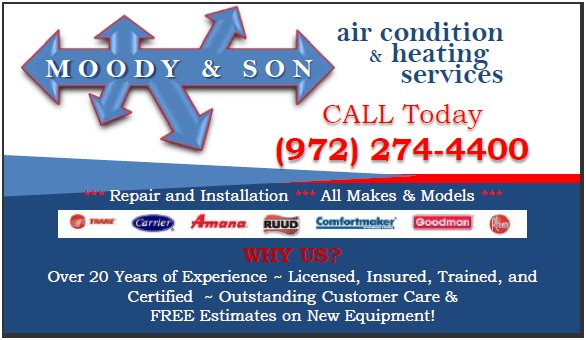 (972) 274-4400 Most trusted leader in air conditioning and heating services for residential and commercial customers in the D/FW metroplex.