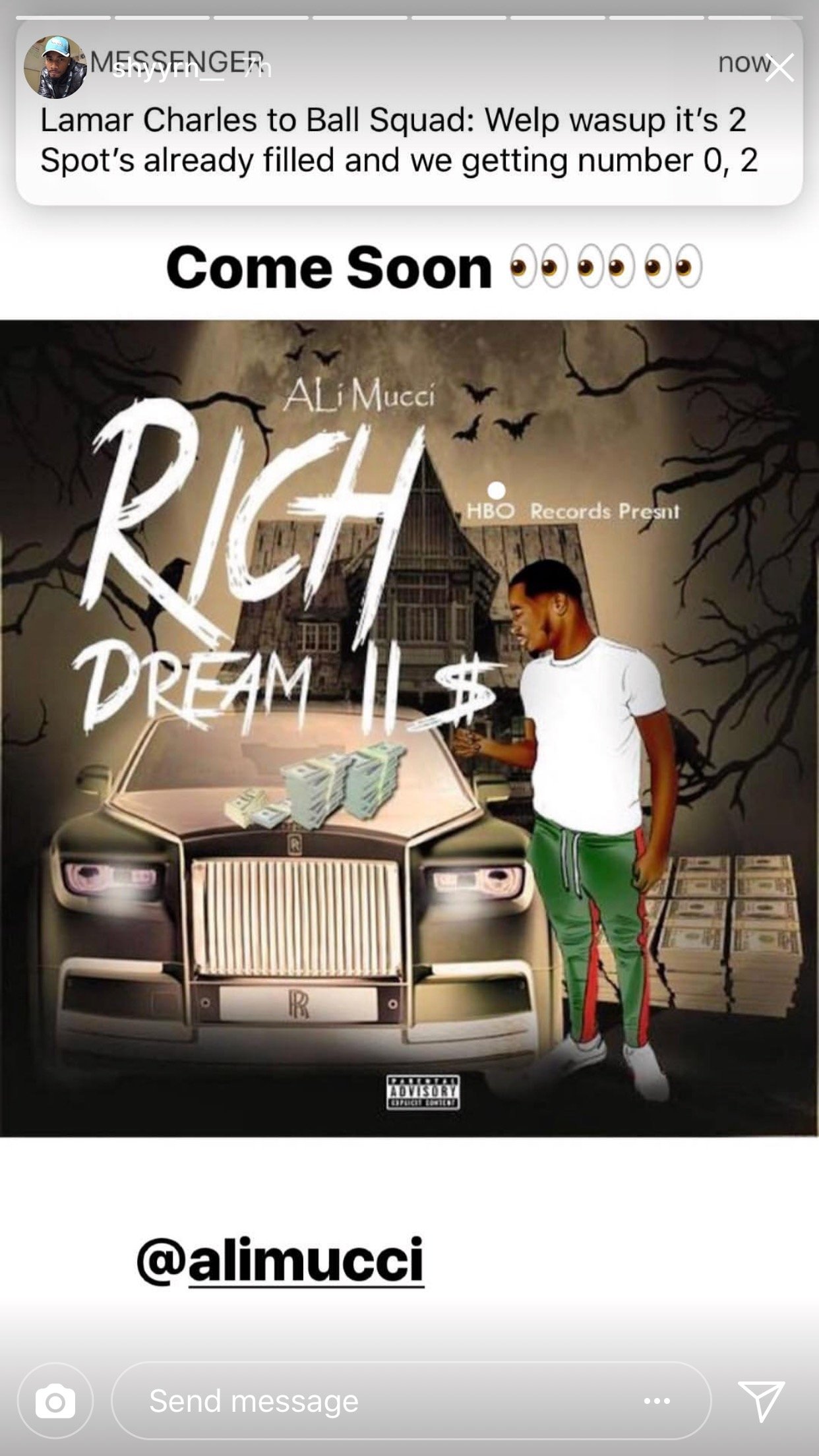 • 20 • Recording Artist • Alimucci3@gmail.com RICH DREAM$ 2  Out Now  / HBO RECORDS