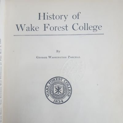 Tweetin facts and tidbits about Wake Forest's 184 year history-reading cover to cover all 6 volumes of 'History of Wake Forest College' By '18 Ben Weekley