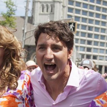 Parody account, showing how Justin is presented through the media (what we see) vs. what Justin is reacting to while the picture was taken (what Justin sees).
