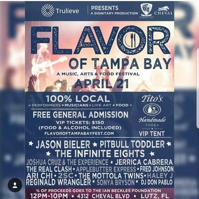 100% Local Music, Arts and Food Festival celebrating the bright and beautiful pulse of Tampa Bay. Sponsored by @Trulieve 🎧🍺🌮🥃
📌4312 Cheval Blvd Lutz, FL