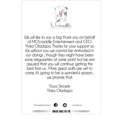 MOcraddleEnt's profile picture. Entertainment Firm.