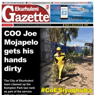 Unique Free Local Community Newspaper Distributed in the Aerotropolis City Of Ekurhuleni published by @GazetteMedia365