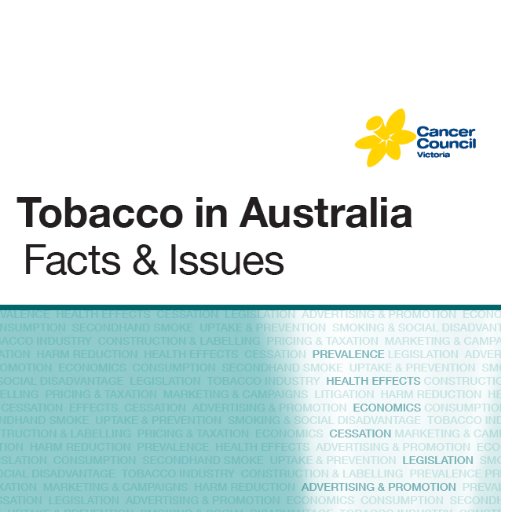 Tobacco in Australia: Facts & Issues is a comprehensive review of the major issues in smoking and health in Australia, compiled by the Cancer Council Victoria.