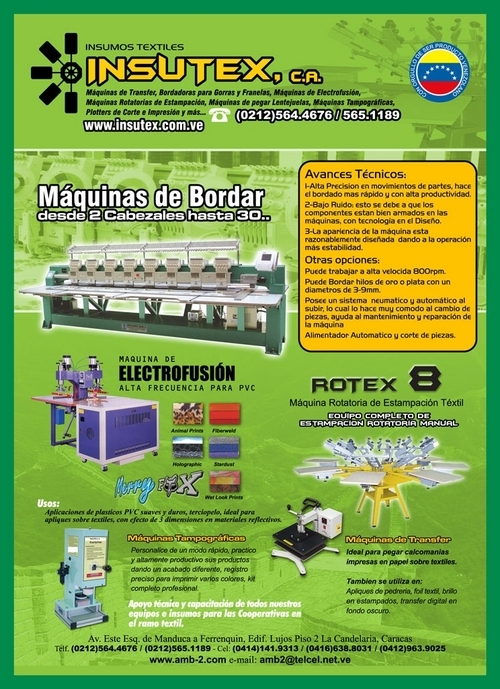 Empresa del ramo textil con mas de 25 años de experiencia, vendemos maquinaria e insumos textiles y productos para sublimacion. Representamos mas de 20 empresas