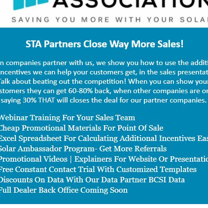 PartnerWIthSTA's profile picture. We Work In Partnership With The CPA & Solar Dealer To Get You 60-80% Back NOT Just 30% 😍😍