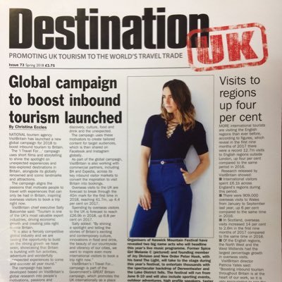 Destination UK Magazine; Promoting UK tourism to the worlds travel trade. Circulation is 8,000 UK and 2000 International travel professionals TEL: 01226 734605