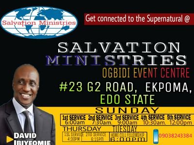 join us in our live services and programs @ OGBIDI EVENT CENTRE, #23, G2 ROAD