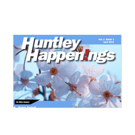 In January 2018, Mia and Bill Geheren took over Huntley Happenings. It is a magazine with local content and local advertisers.
