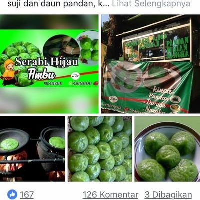Serabi Hijau Ambu
terbuat dari bahan bahan alami, dari daun suji dan daun pandan. Terdapat 3 varian rasa yaitu kinca pandan, durian dan nangka.