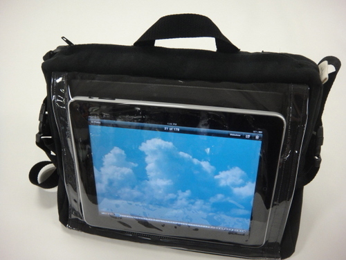 Exploring ways to use the iPad in the Nimbus Tote. It's a bag and case for the device.