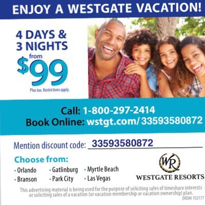 westgatetp's profile picture. Westgate Travel Partner. Discount Vacation, Concerts and Sports Packages. Like us on Facebook https://t.co/bWItVMuvUD