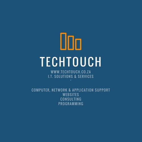 TechTouchza's profile picture. Home & business I.T. solutions and services:
Computer, network & application support, web site development, programming and enterprise consulting.