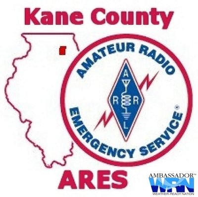 Kane Co ARES is a group of licensed amateur radio operators who have registered their qualifications & equipment for public service communications duty.